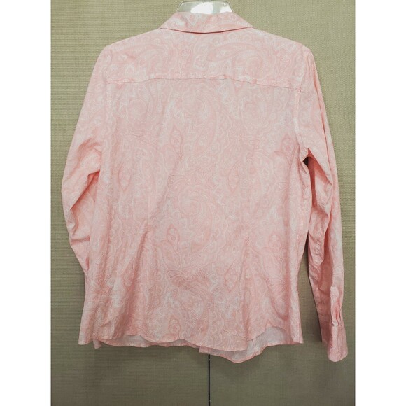 Talbots Non-Iron Cotton Blend Pink Paisley Long Sleeve Button-Up Shirt Size 14 - Picture 4 of 5